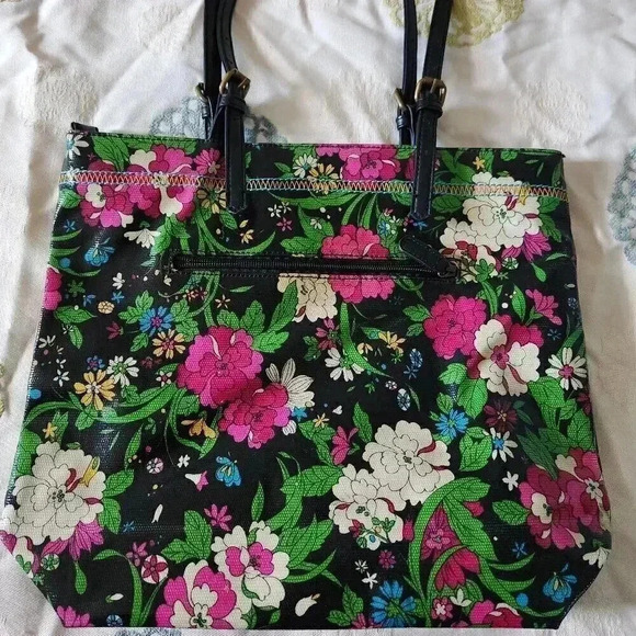 Floral Print Coated Canvas Tote Bag - Picture 2 of 5